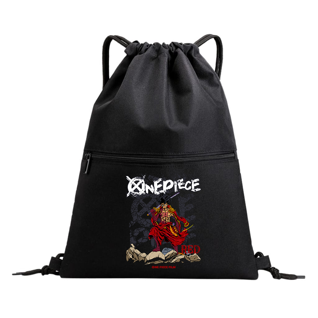 String Bag Tas Serut Anime One Piece Red Tas Kombinasi Pria Wanita Warna Hitam