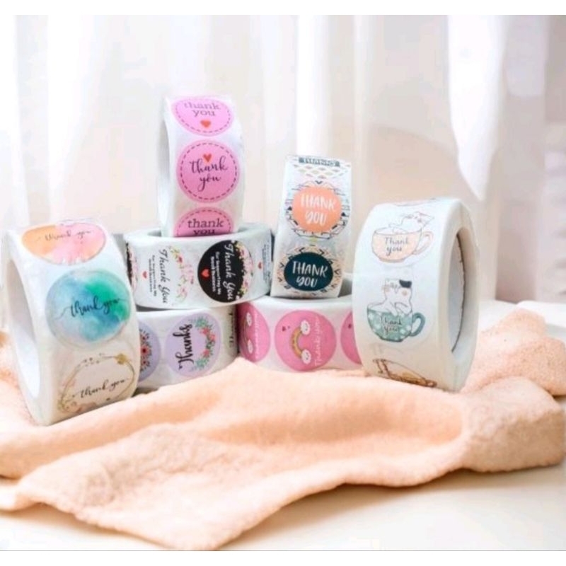 

☆RS☆ Stiker Label Thank You 1 Roll 500Pcs - Stiker Label Olshop Makanan
