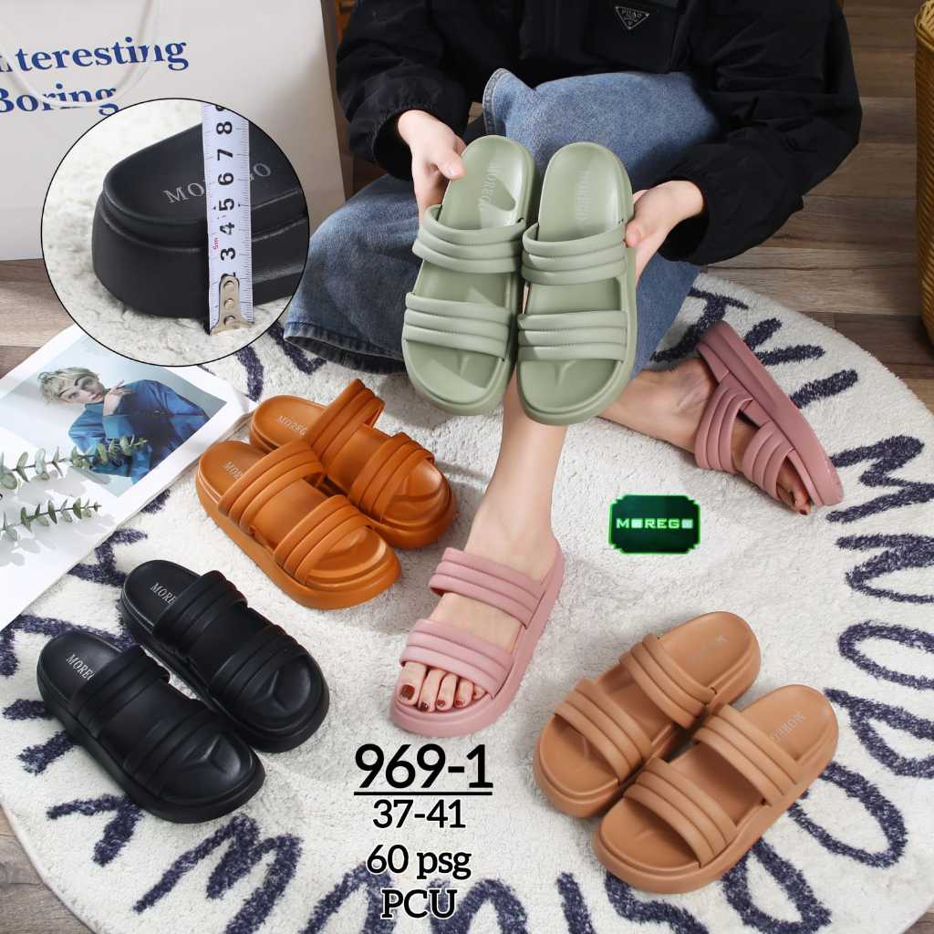 Sandal Selop wanita karet Import Motif Polos Ban 2 Empuk