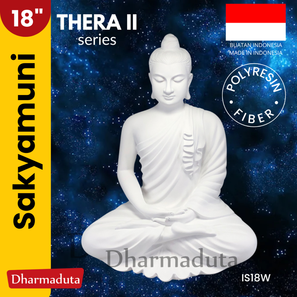 Thera Sakyamuni Gandhara White 18in/11in Rupang Patung Rupang Buddha Theravada Putih 46cm/28cm