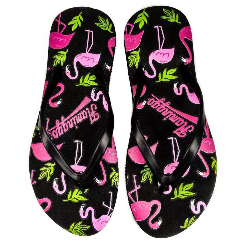 Sandal Wanita Motif Flamingo Sandal Jepit Spons Lembut