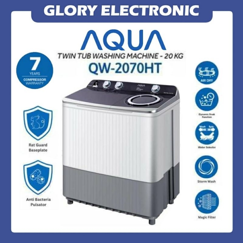 Mesin Cuci AQUA 2 Tabung QW-2070HT [20 Kg]