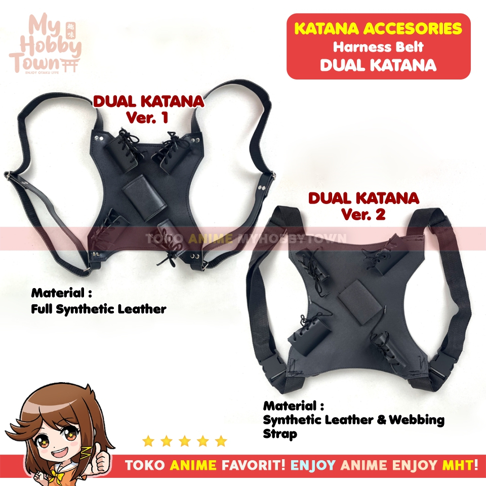Body Belt Harness Dual Double Katana Sword Pedang Holder Cosplay Anime Aki Hayakawa Young Kishibe Ch