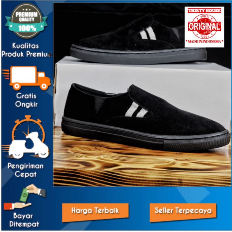 SEPATU SNEAKERS PRIA ANDREAS BLACK | SLIP ON PRIA FORMAL | SEPATU PRIA CASUAL | SNEAKERS SLIP ON PRI