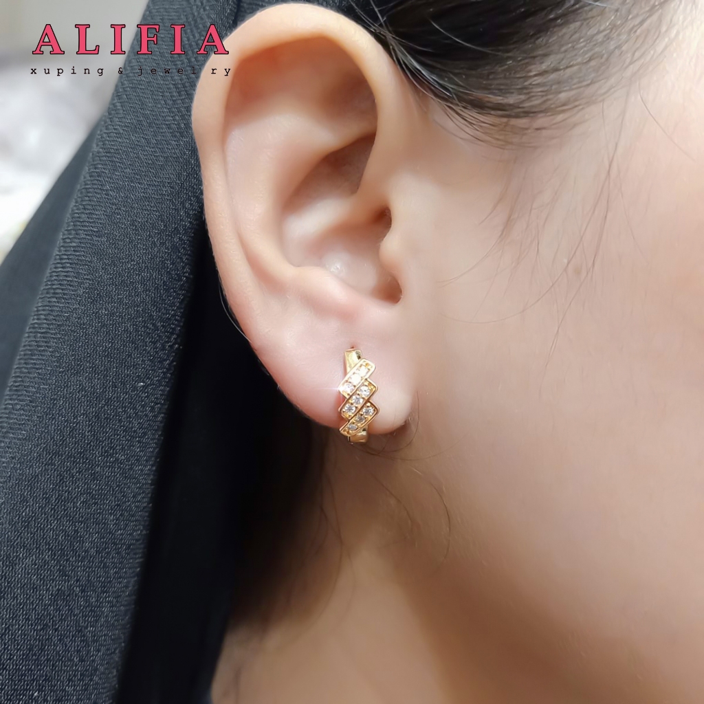 Anting Jepit Permata Zigzag Ala Korea Terbaru Lapis Emas Perhiasan Wanita Dewasa Dan Remaja