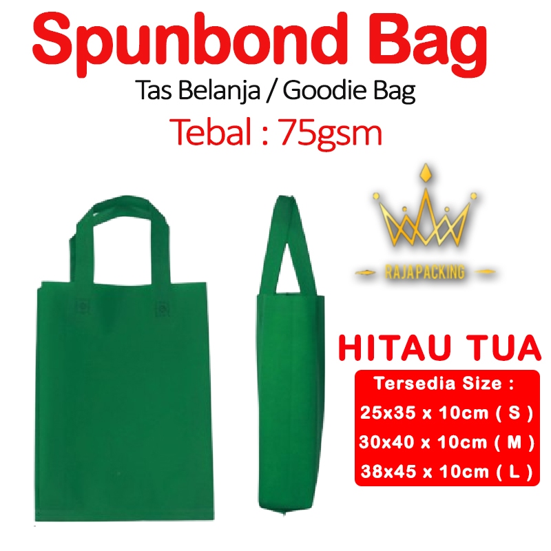 

Spunbond Goodie Bag Tas Belanja Model Tali Handle Kantong Kain HIJAU TUA