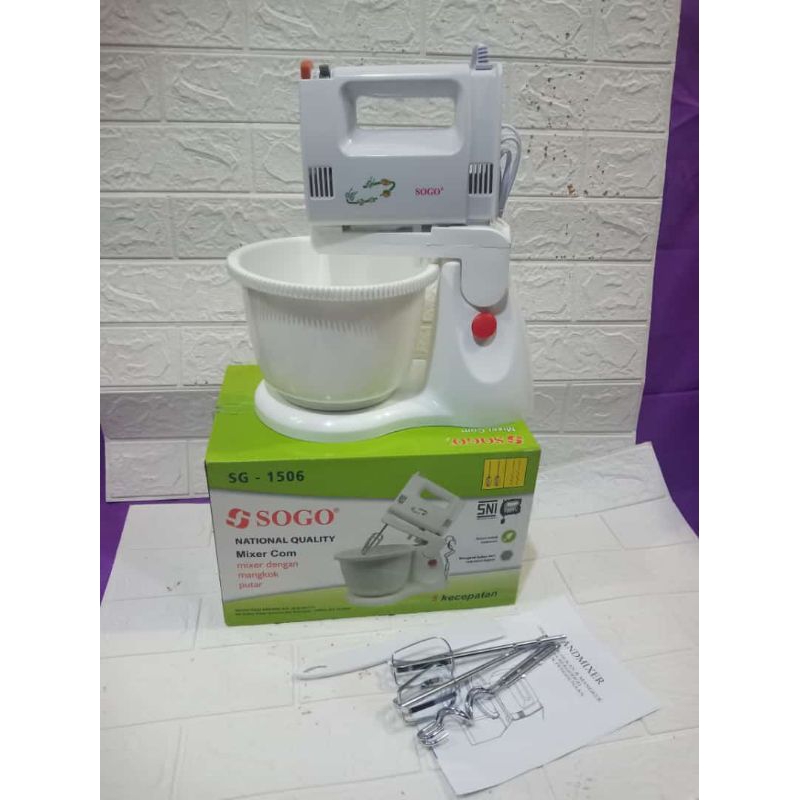 Mixer Sogo SG-1506 Stand Mix 5 Kecepatan Alat Adonan Kue Roti Dengan Mangkok Putar BATAM