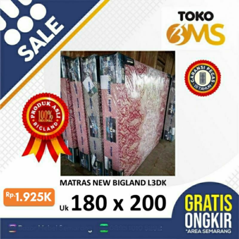 PROMO Matras Springbed New Bigland ukuran 180x200 cm Toko Bms Murah