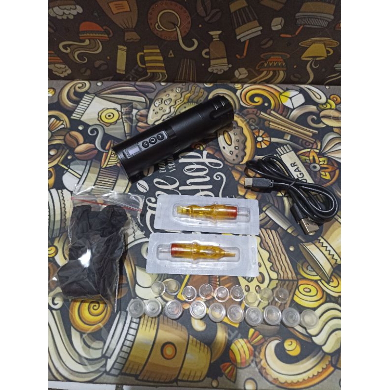 mesin tatto rotary pen Am V4 wireless tanpa kabel sulam alis kecantikan tatto tato