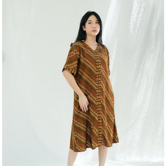 Sekar Mekar Dress Daster Batik Wanita Fashionable Model 008 produksi UNGGUL JAYA Bahan Rayon Santung