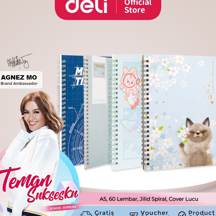 

Model Terkini Deli Buku teks dengan ujung bentuk Spiral A5 60 halaman 4 pola LA560 Terbatas