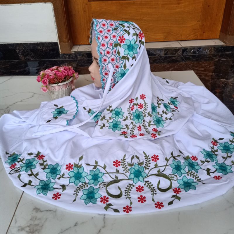 mukena anak remaja(SMP)model terusan bordir