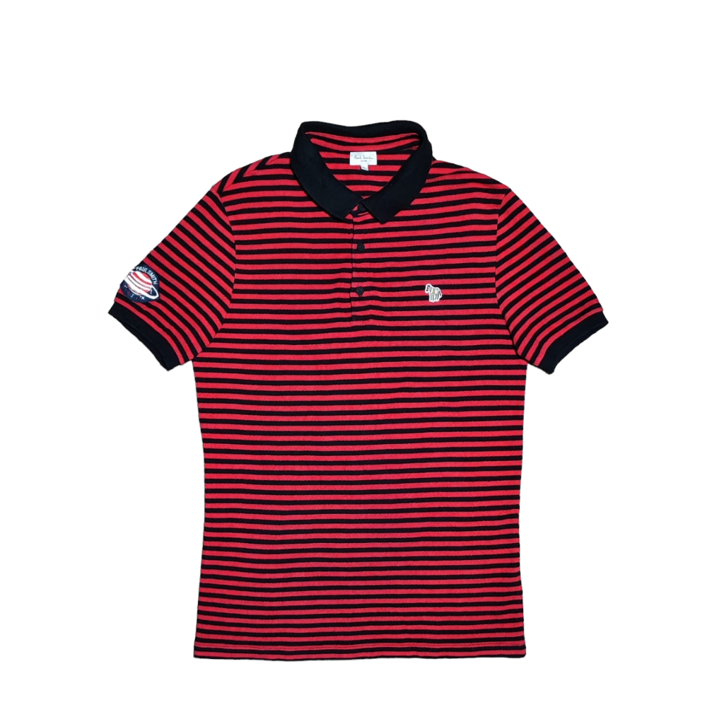 Kaos Polo Pria PAUL SMITH Merah Hitam Stripe Size S Branded Preloved