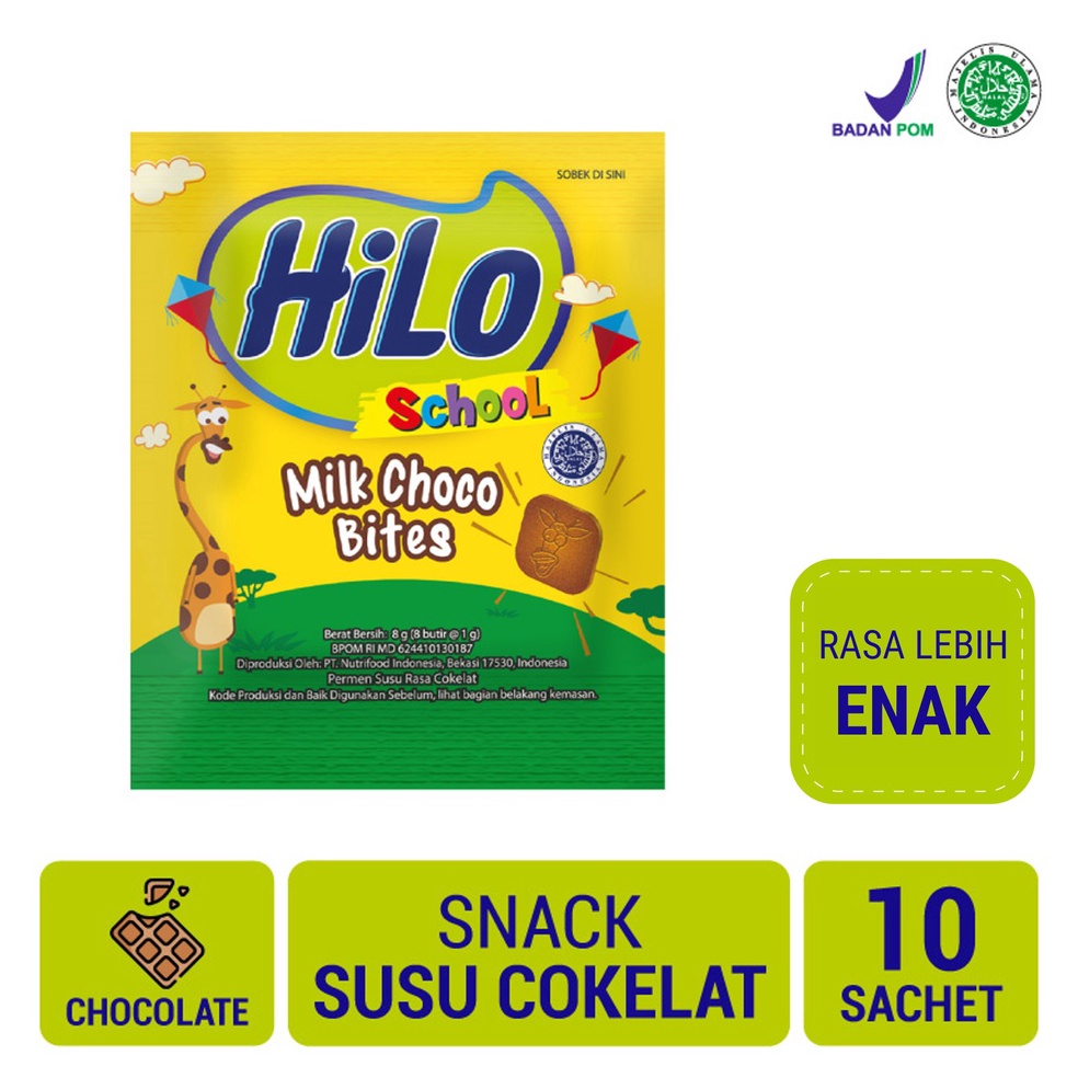 

S@l33 HiLo School Choco Bite 10 sachet - Permen Sumber Kalsium Berkah Shopee