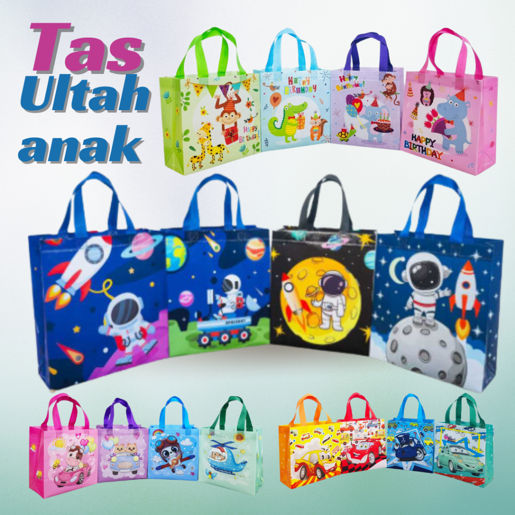 

Goodie bag karakter Anak Tas Ulang Tahun Souvenir Tempat Snacks 22x23x11 Tas kado hampers motif