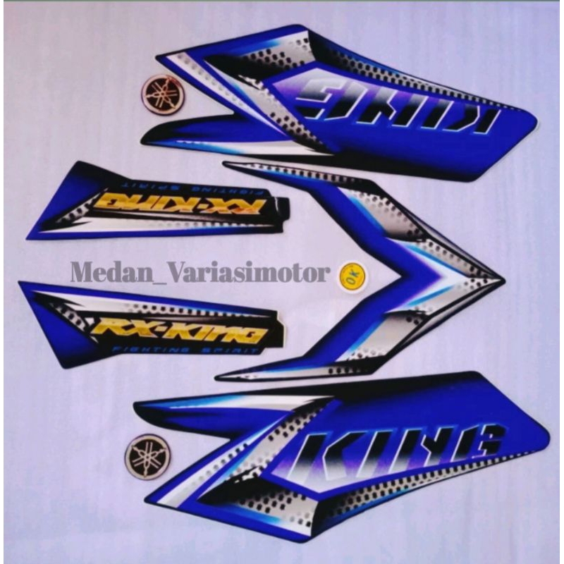 Striping motor / Les tangki RX KING NEW 2008 Biru + Emblem Komplit