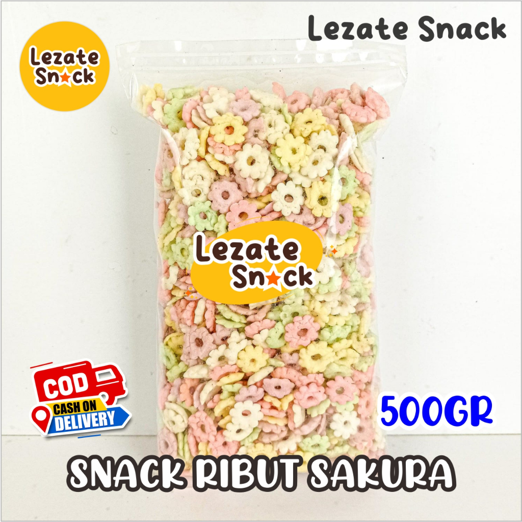 

Snack Ribut 1KG Kiloan Murah Enak Renyah / Pilus Sakura Warna Warni Jadul Kue Kembang Bunga Ribut