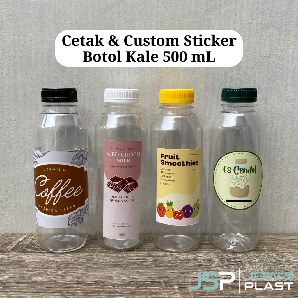 Stiker Botol Kale 500 ml | Stiker Label Cetak Print | Sticker Botol Logo Custom