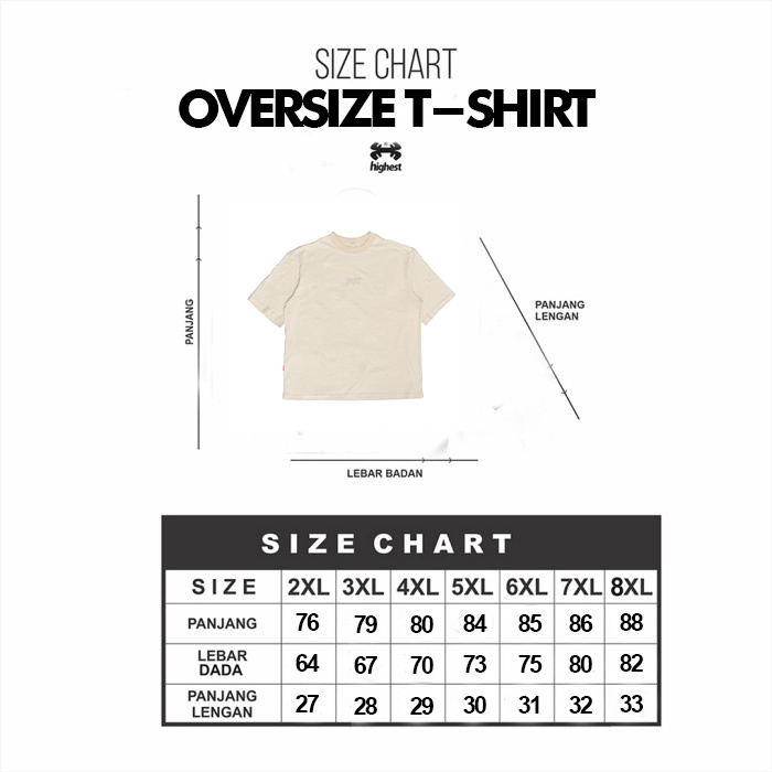 HIGHEST Kaos Oversize Lengan Pendek Pria Wanita Ukuran Big Size Jumbo Bahan Katun 30s Sablon Plascharge 2XL 3XL 4XL 5XL 6XL 7XL 8X Highestworld HG313