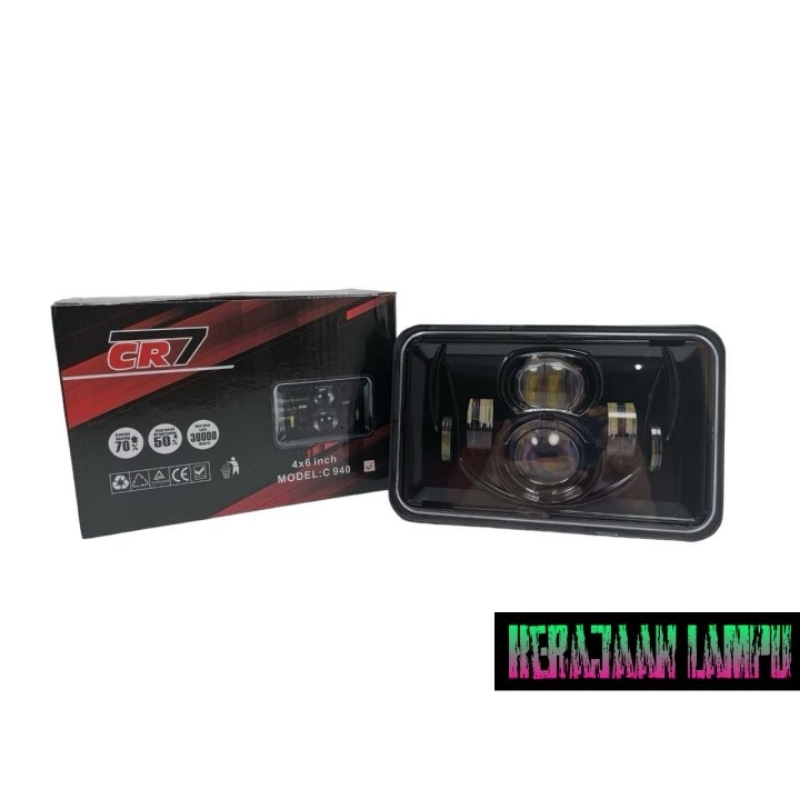 Headlamp Led Kotak 4x6 inch Lampu Depan CR7 Kotak Crystal 6 Mata Rx King Honda Win