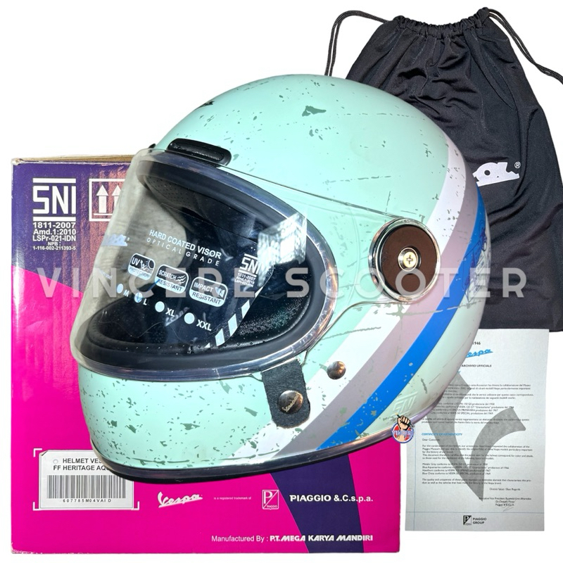 Helm Vespa Heritage Aqua Original