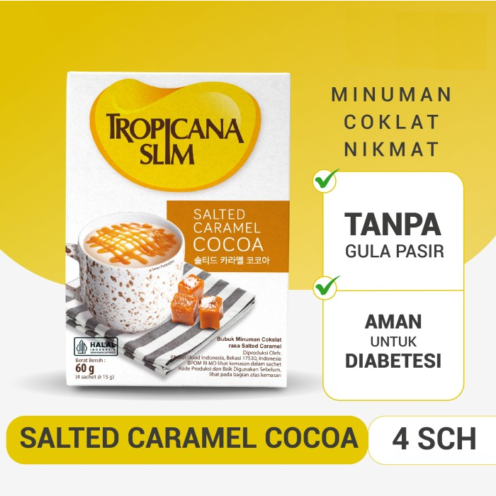 

Tropicana Slim Salted Caramel Cocoa 60g (4 Sachet) - Minuman Cokelat Tanpa Gula Pasir