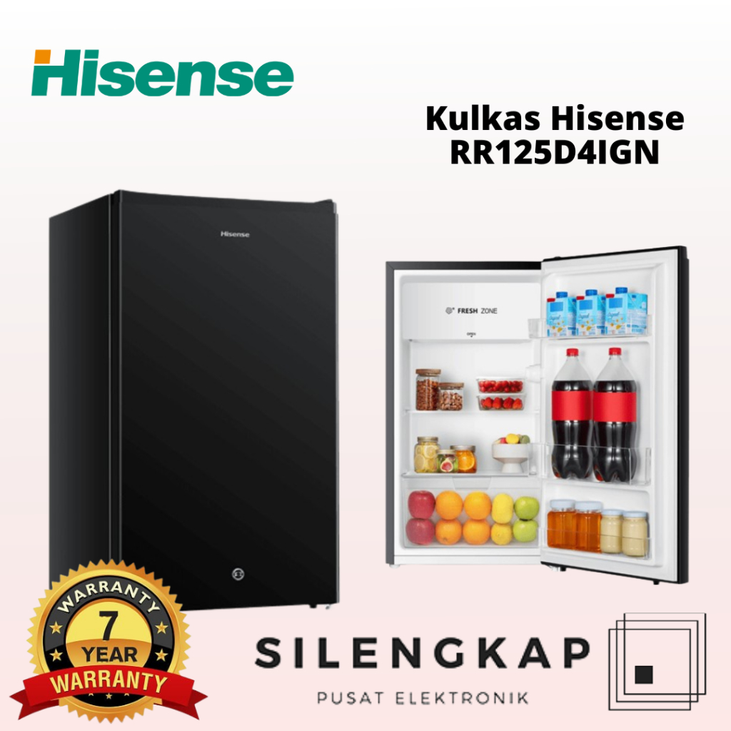 HISENSE KULKAS 1 PINTU 90 LITER RR120D4IGN SILVER