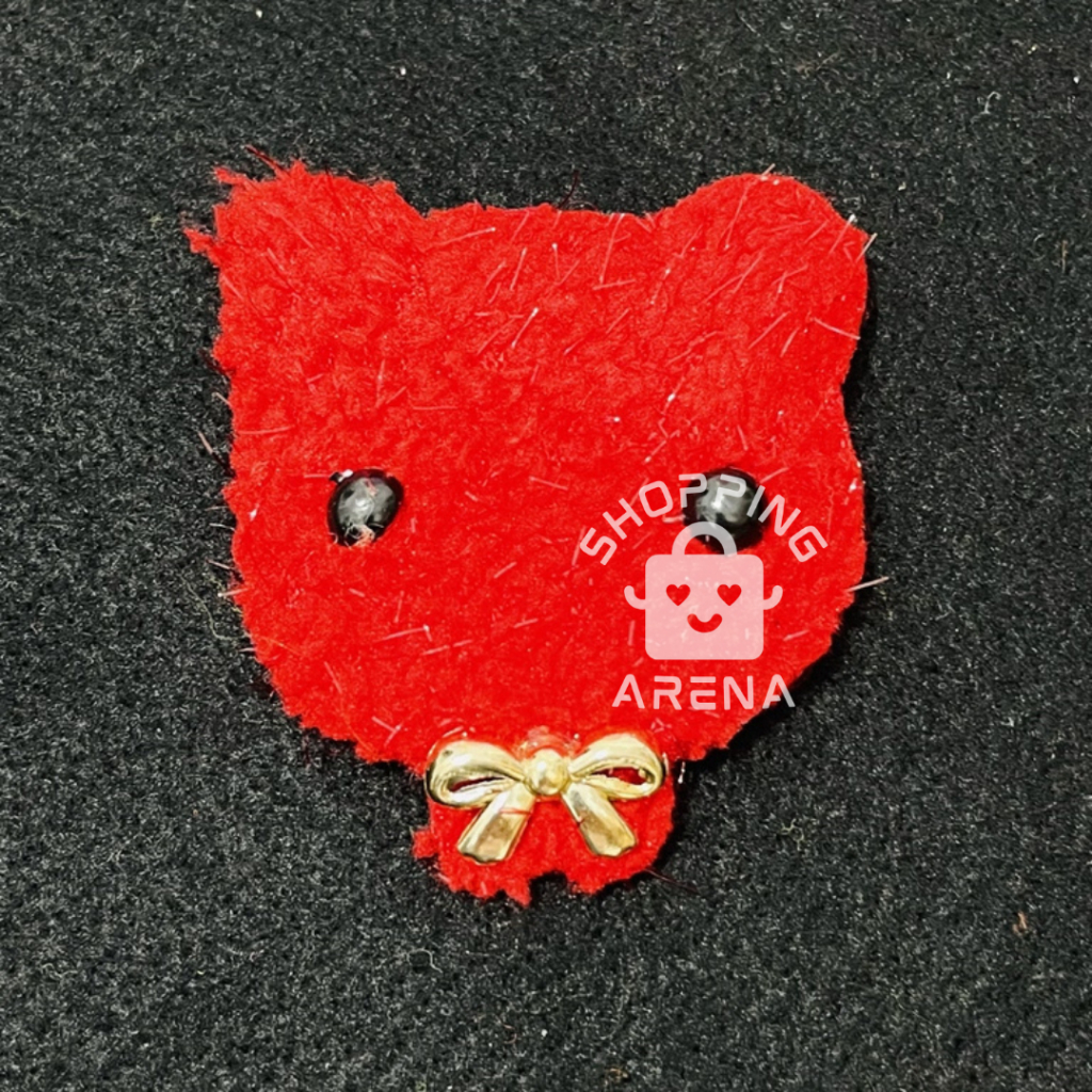 Patch Bulu Kepala Kucing Lucu Aplikasi Ecer SATUAN Aksesoris Tambahan Hiasan Bentuk Cat Pita Kecil B