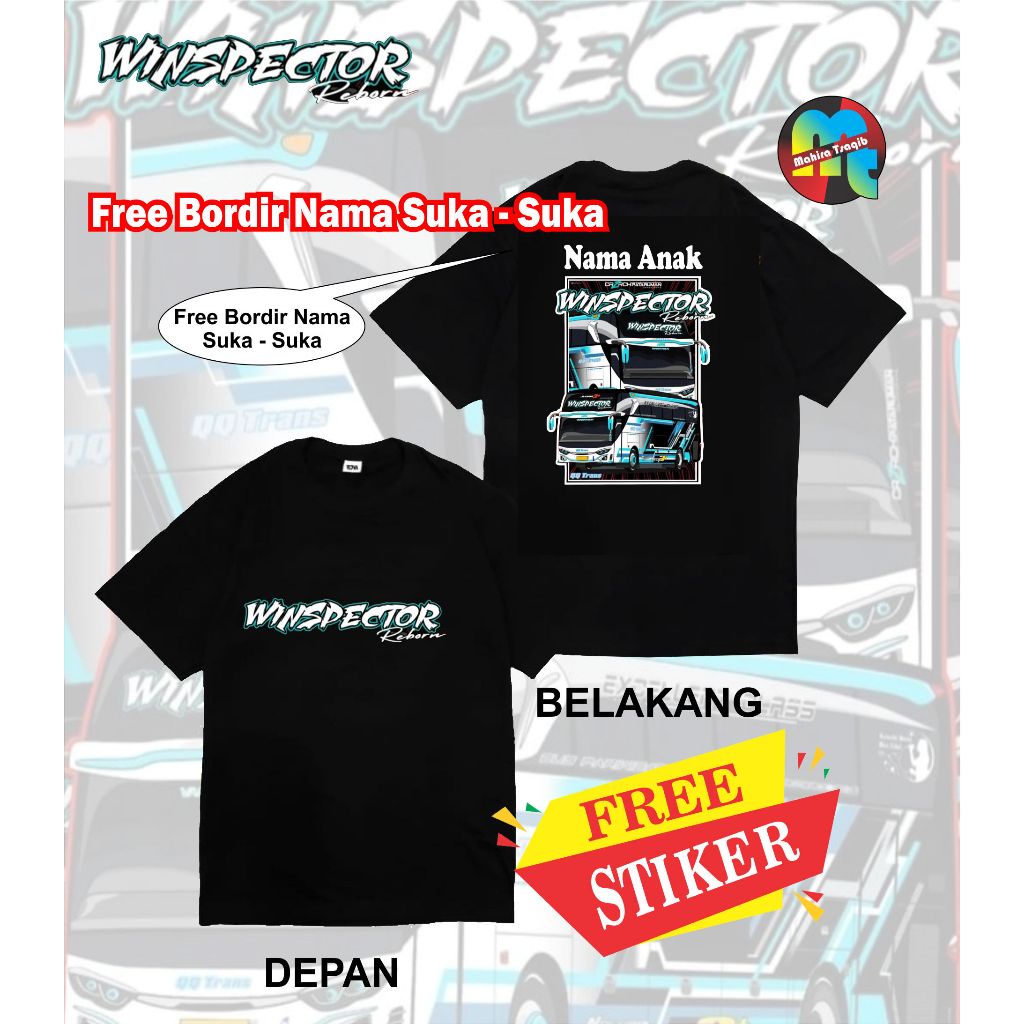 KAOS BUS MANIA WINSPECTOR FREE BORDIR NAMA DAN STIKER