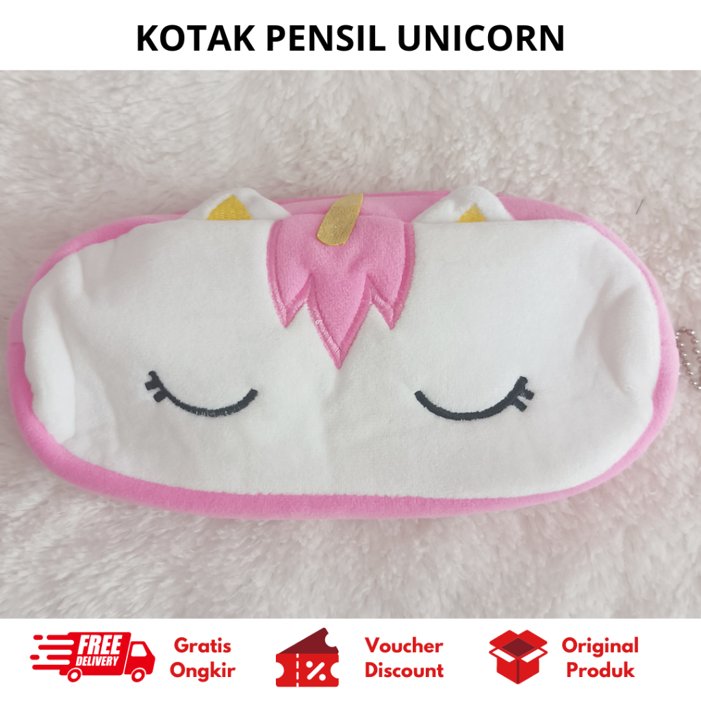 KOTAK PENSIL KAIN BULU MOTIF UNICORN LUCU LEMBUT KOTAK PENSIL ANAK KOTAK PENSIL LUCU KOTAK PENSIL UN