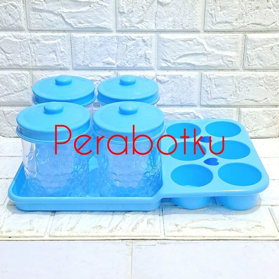 Toples Kue Makanan Plastik Set + Rak Keranjang Aqua Tawon Bening GSP
