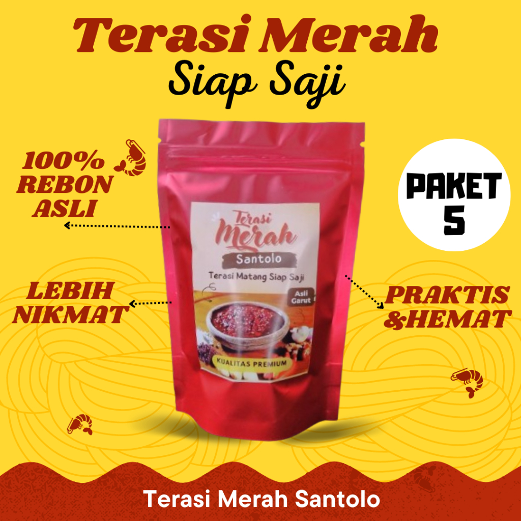 

Terasi Udang Merah Bubuk Tabur Halus Khas Sunda Asli Garut Santolo Matang Sangrai Panggang Super Siap Saji Paket 5 100gr