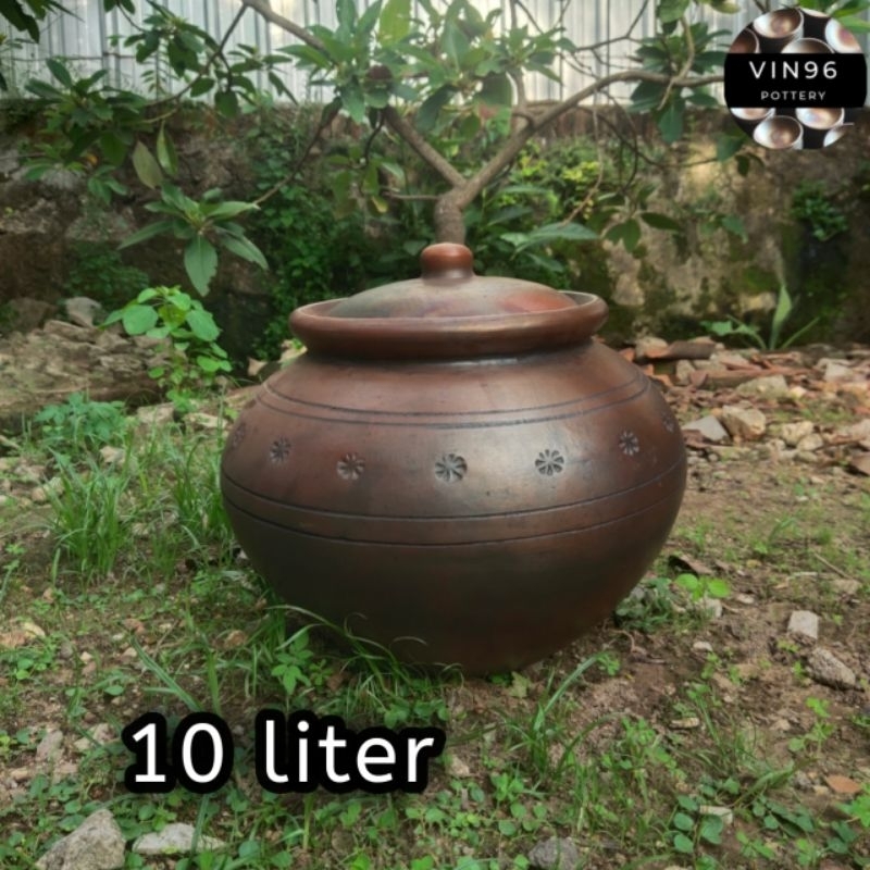 Wadah dawet 10L/wadah beras/gerabah tanah liat(SUDAH FREE EXTRA PACKING KAYU)