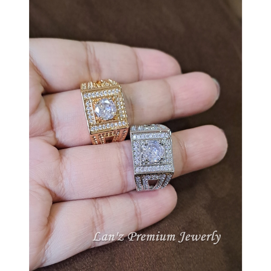 Cincin Pria Berlian Sultan RA1 Kristal Titanium 22K Emas Perak