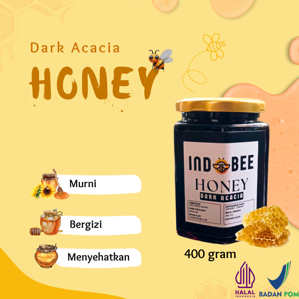 

Madu Murni Asli Indobee Nektar Akasia 400 gram