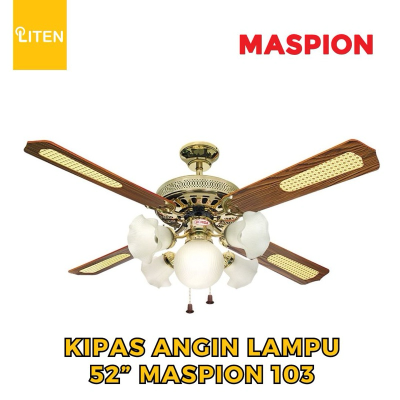 Kipas Angin Gantung 5 Lampu 52 Inch Maspion Uchida CF103 / MCF52205PB