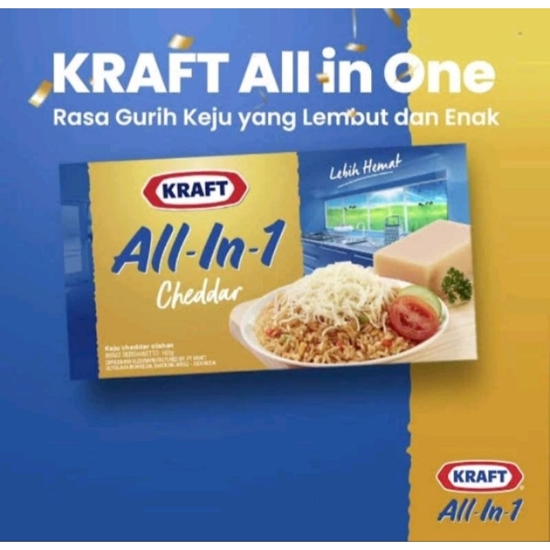 

Keju kraft all in one 165gr cheddar cheese keju parut tabur bahan kue snack keju