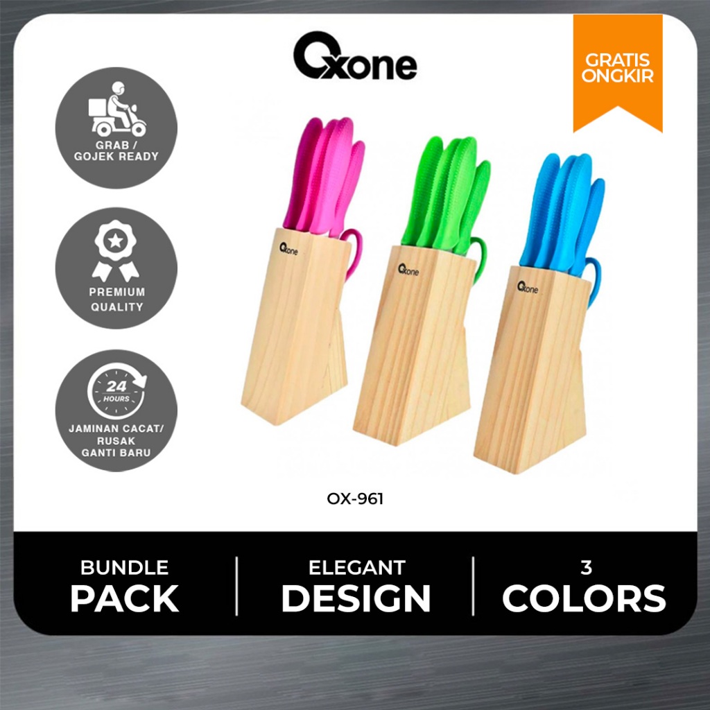 Oxone OX961 Set Pisau Dapur Tajam 5 Pisau 1 Gunting Berkualitas