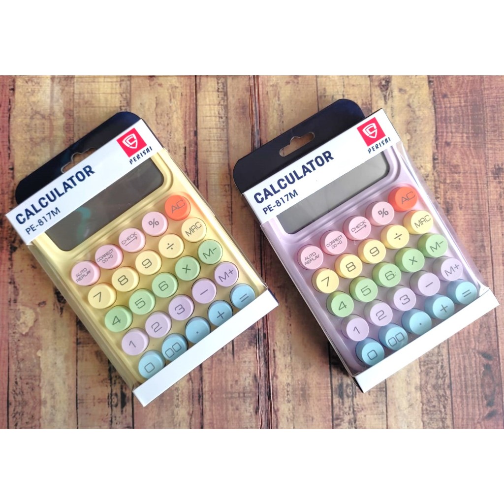 Kalkulator Macaron Fancy Tombol Besar PE- 817M - Calculator Keyboard Boba 12 Digit - Kalkulator Pastel Aesthetic