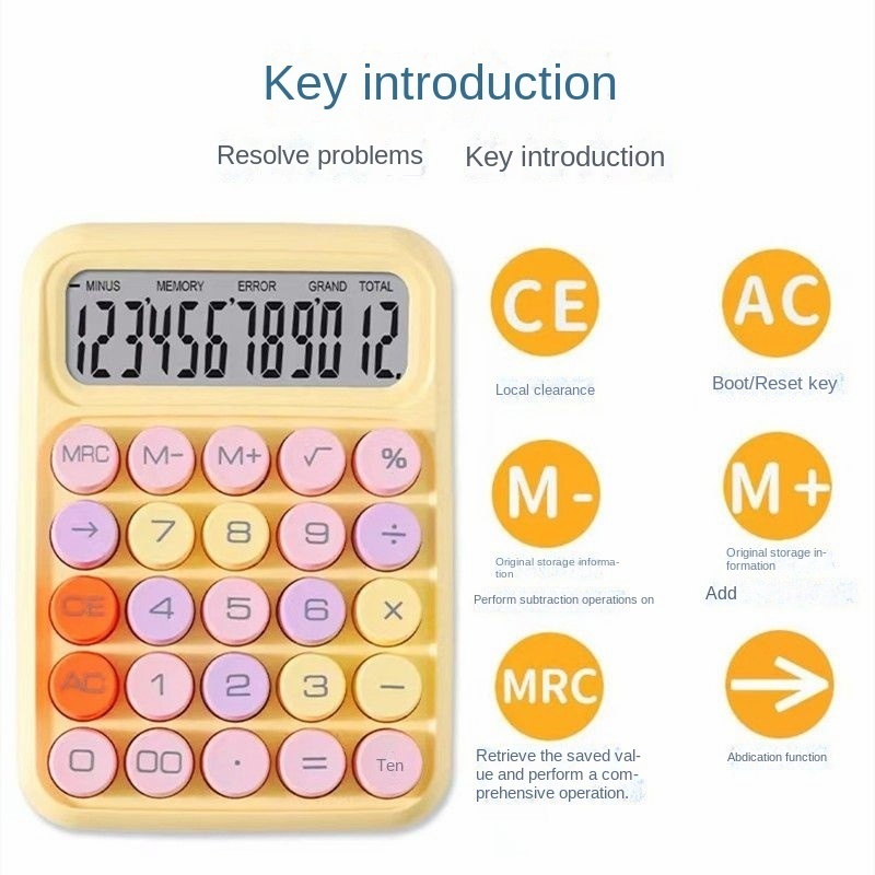 Kalkulator Macaron Fancy Tombol Besar PE- 817M - Calculator Keyboard Boba 12 Digit - Kalkulator Pastel Aesthetic