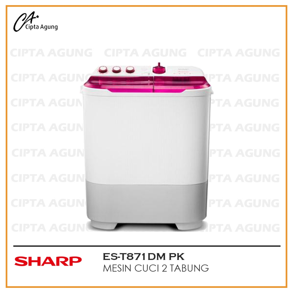 SHARP MESIN CUCI 2 TABUNG 8.5 KG ES-T871DM-PK / EST 871 DM PK PINK