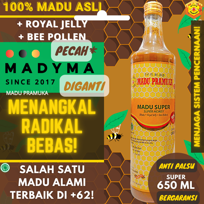 

Madu Pramuka Super Honey 650 ml 650ml (Madu + Royal Jelly + Bee Pollen) Alami Pure Natural Raw Honey Nusantara Kepulauan Indonesia