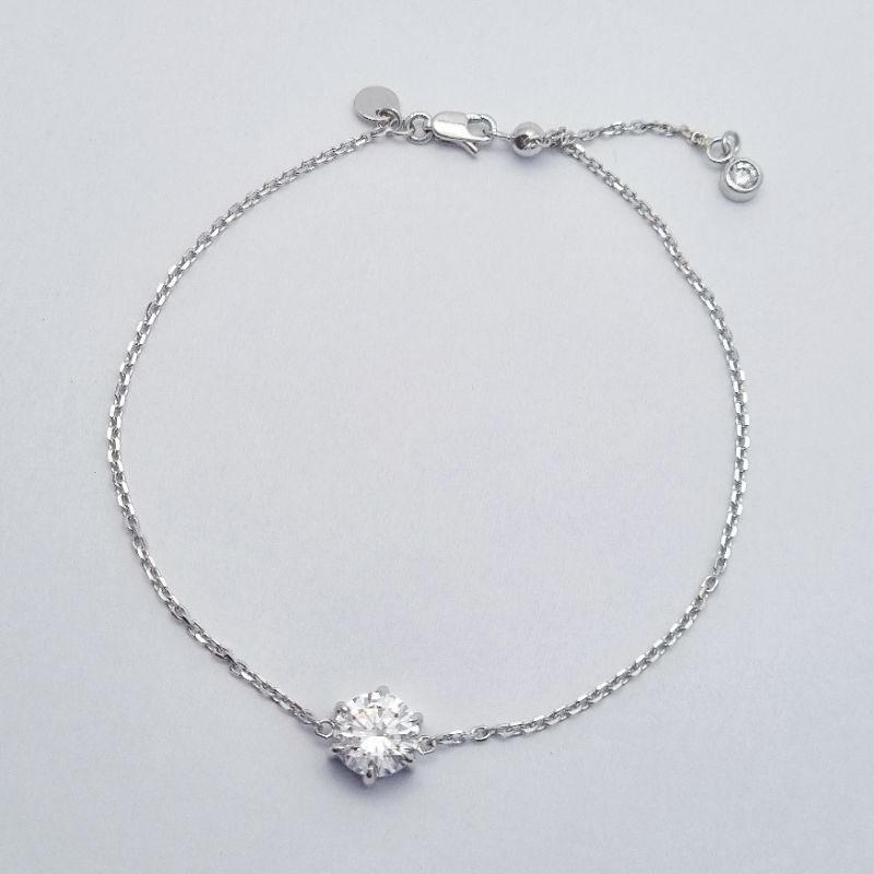 2.7 gr - Gelang Serut Emas Putih Solitaire Max 19 cm Kadar 75% 750 17K - B7