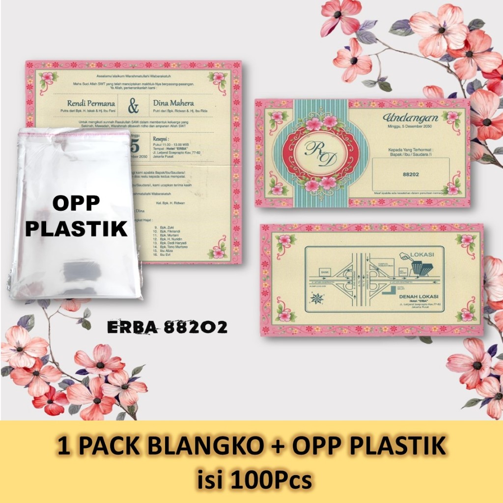 ERBA 88202 Blangko KOSONG Undangan  + Opp Plastik per pack isi 100