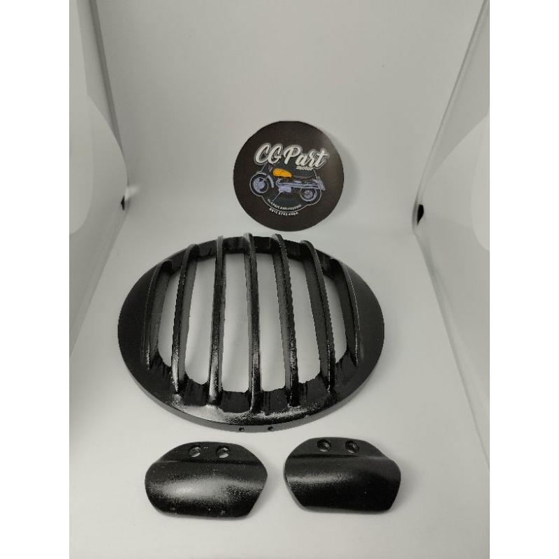 Grill Lampu Depan Motor Custom Bulat Pesek