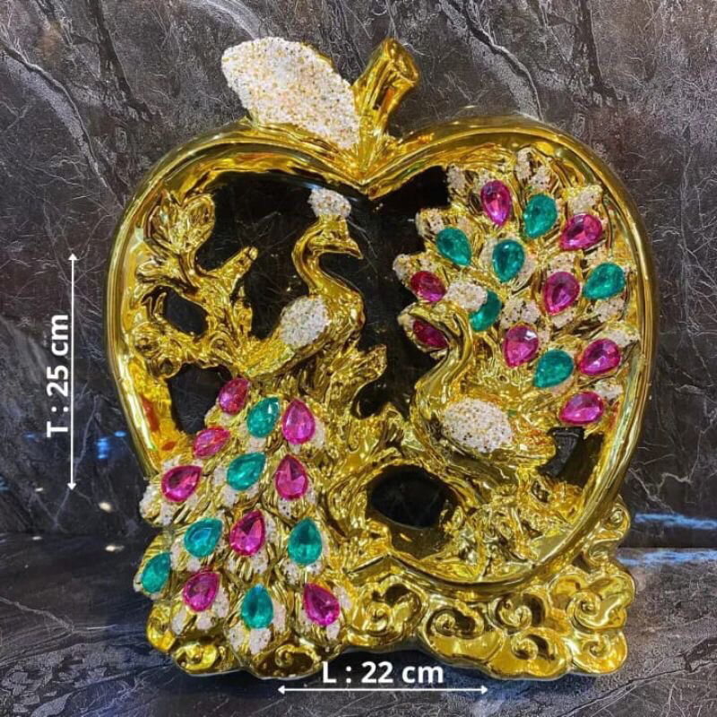 pajangan merak gold keramik mewah dekorasi hiasan rumah