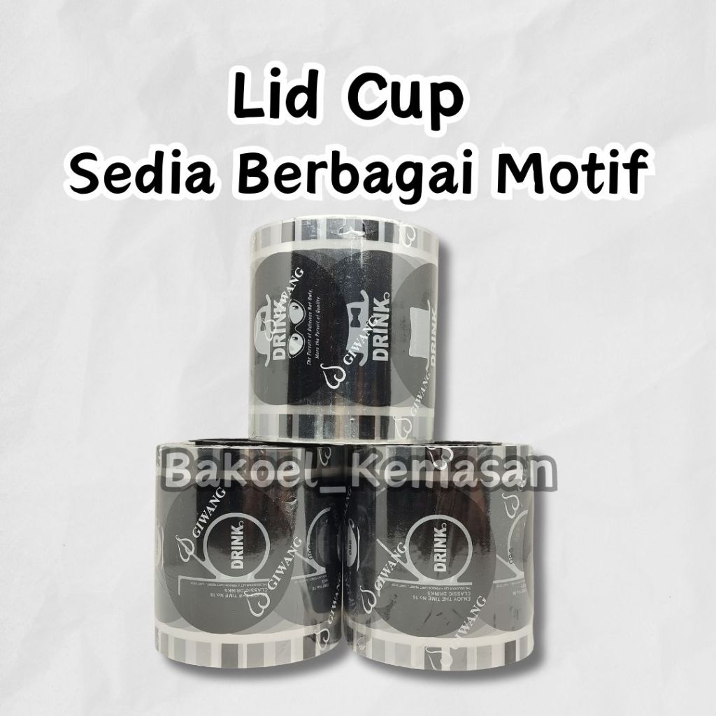 Lid Cup Plastik Seal GAMBAR Drink Kartun Warna Putih Hitam Pink Polos