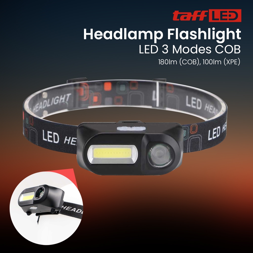 TaffLED Headlamp / Senter Kepala Flashlight Headlight LED 3 Modes COB KX1804 KX-1804