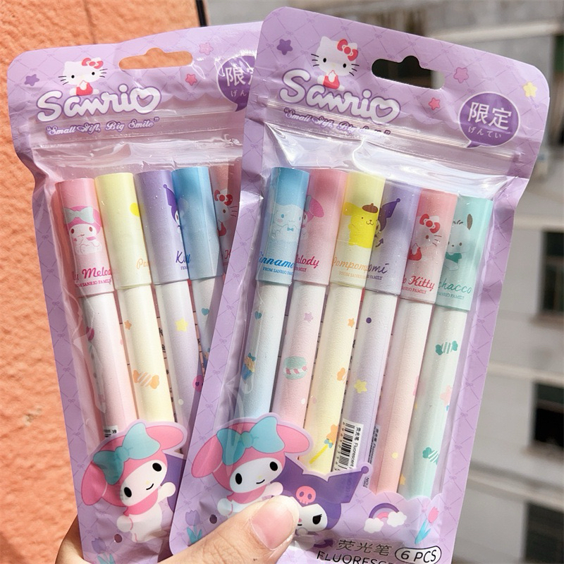 

Spidol Sanrio Highlighter 6Pcs Pensil Warna Karakter Sanrio