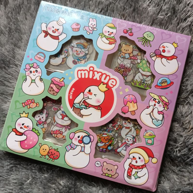 

MBJM - STICKER MIXUE 100 LEMBAR 4 WARNA 100 PCS STICKER MIXUE WARNA MIX